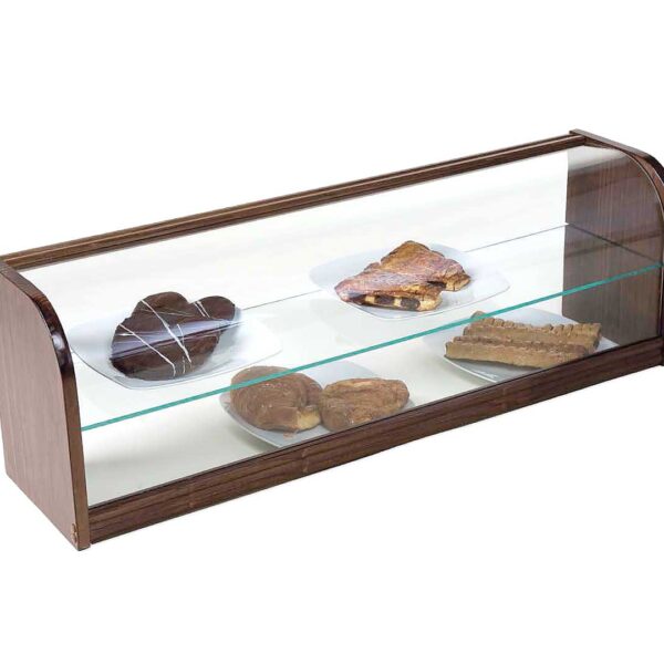 VG Vitrina Cristal Curvo Madera Nogal 2 Pisos MCL