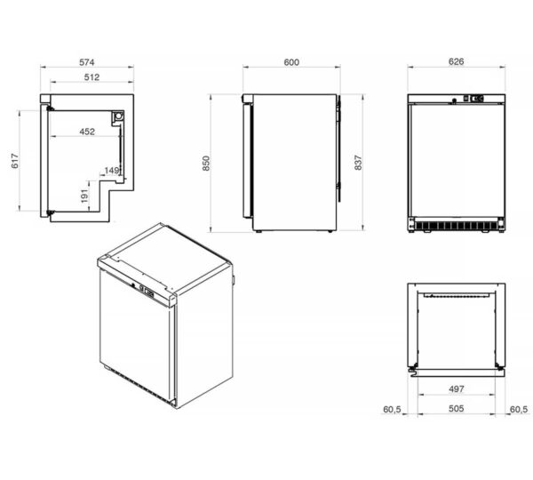 Edenox Armario Refrigerado Puerta Cristal APS-251-I-C Inox - Imagen 3