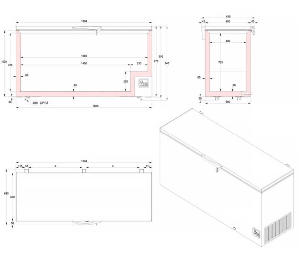 Edenox Congelador Horizontal Puerta Abatible NLF-565 - Imagen 2