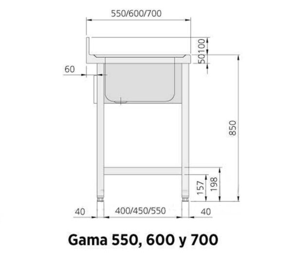 Edenox Fregadero Gama 700 Bastidor y Estante - Imagen 3