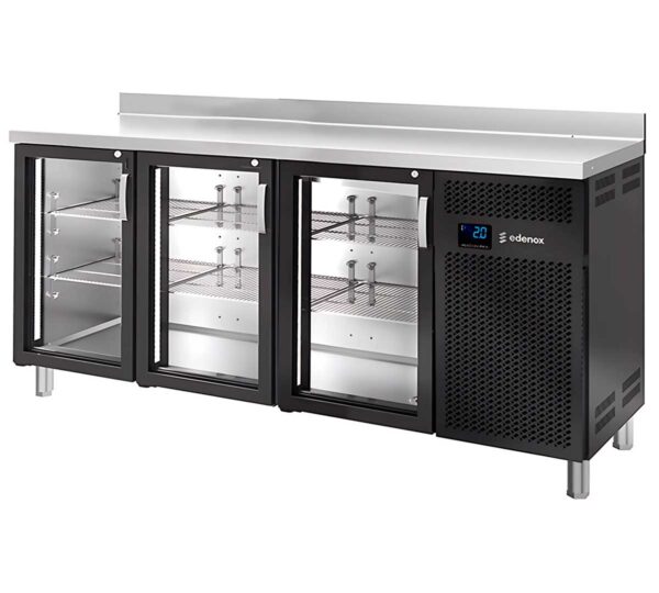 Edenox Mesa Refrigerada Puerta Cristal Snack Serie 600 MPS HC PC Negra