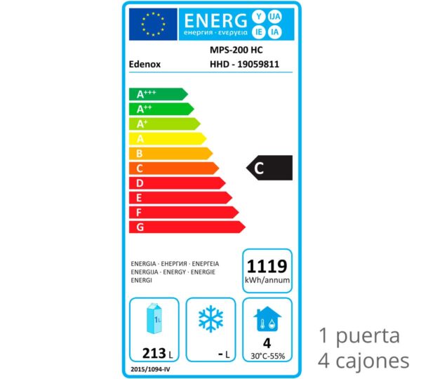 Edenox Mesa Refrigerada Snack Serie 600 MPS Puertas y Cajones - Imagen 5