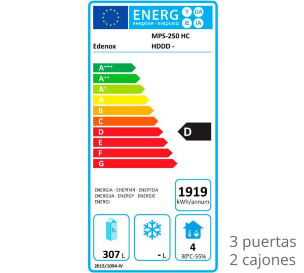 Edenox Mesa Refrigerada Snack Serie 600 MPS Puertas y Cajones - Imagen 9