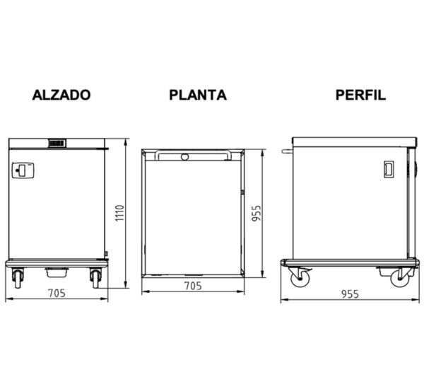 Eratos Carro Caliente Control Humedad CHS 10 GN 2/1 - Imagen 2