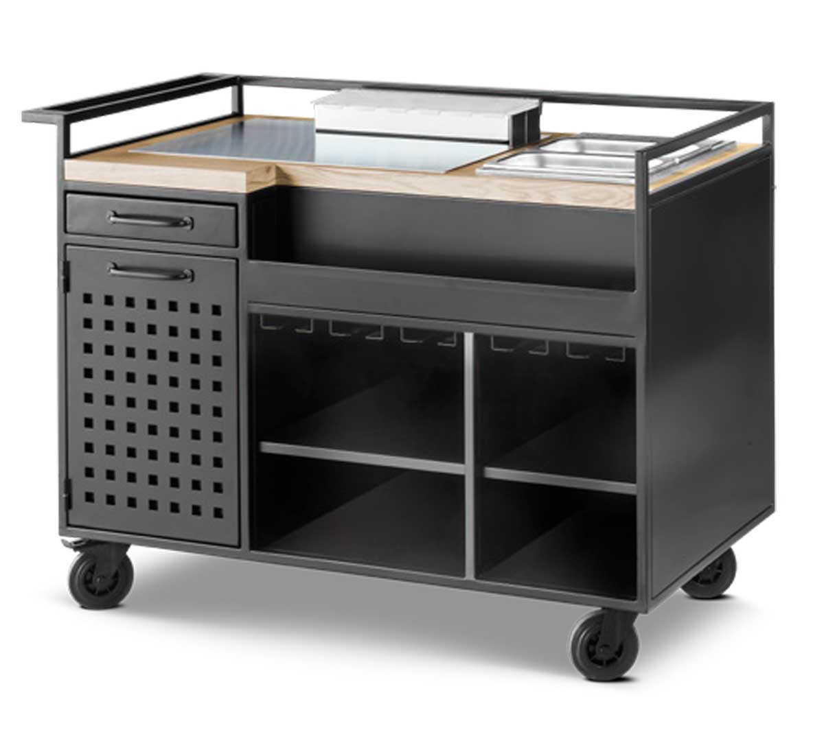 pujadas-carro-cocktail-area-trabajo-01.jpg Pujadas Carro Cocktail con Encimera de Madera y Área de Trabajo - Imagen 1