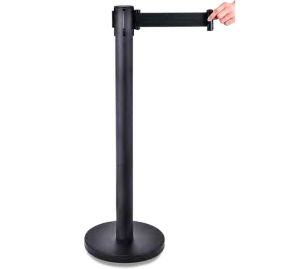 Pujadas Poste de Señalización Inox Negro con Cinta Retráctil