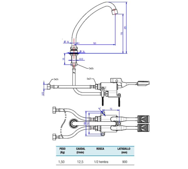 Savemah Kit Grifo Pedal Un Agua - Imagen 2