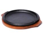 Comas Plato Hierro Fundido + Base de Madera de Acacia
