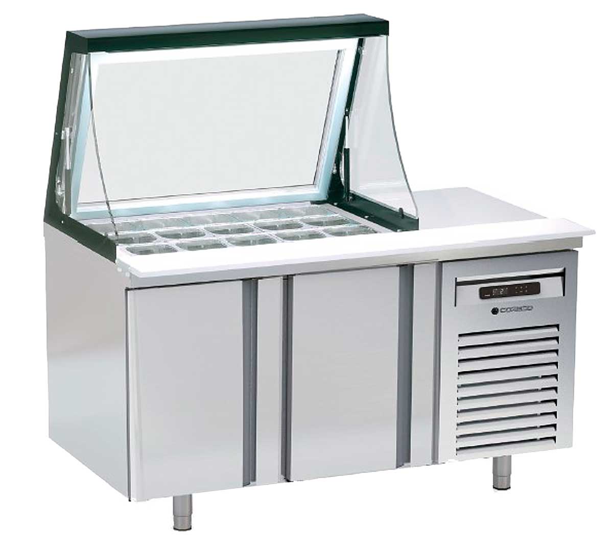 coreco-mesa-preparacion-tapa-cristal-elevable-01.jpg Coreco Mesa Preparación Cristal Elevable - Imagen 1